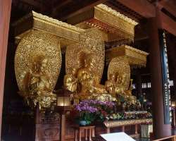 The temple is the home to statues of the Guanyin, Sakyamuni Buddha, and other bodhisattvas which are made from clay, gold, stone, and wood.